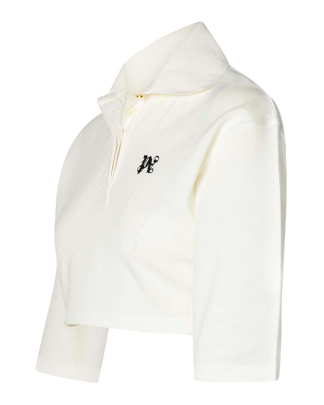 Palm Angels White Cotton Crop Polo Shirt