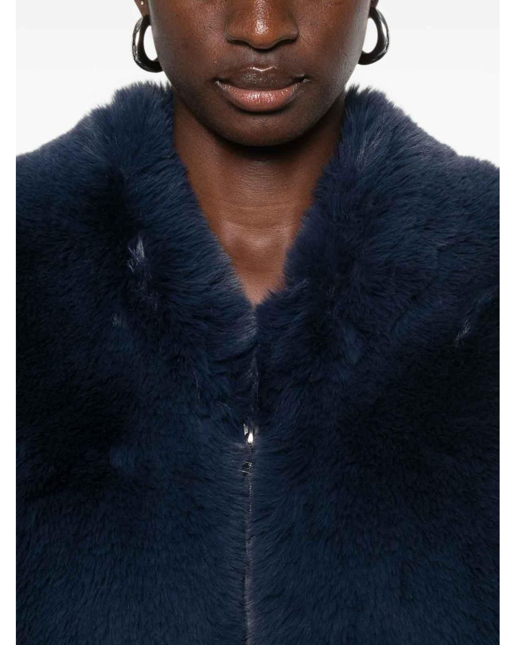 Frankie Shop Blue Senna Faux Fur Jacket