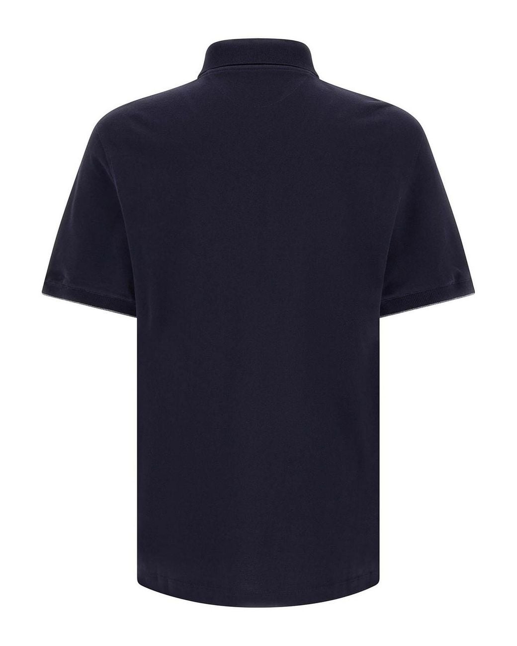 Brunello Cucinelli Blue Logo Cotton Pique Polo Shirt for men