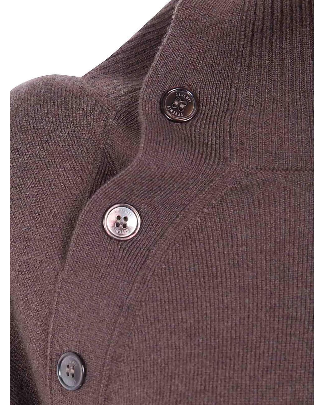 Seventy Brown Wool Cashmere Blend Turtle Neck Sweater