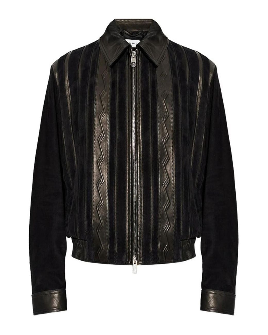 Versace Black Leather Outerwear for men