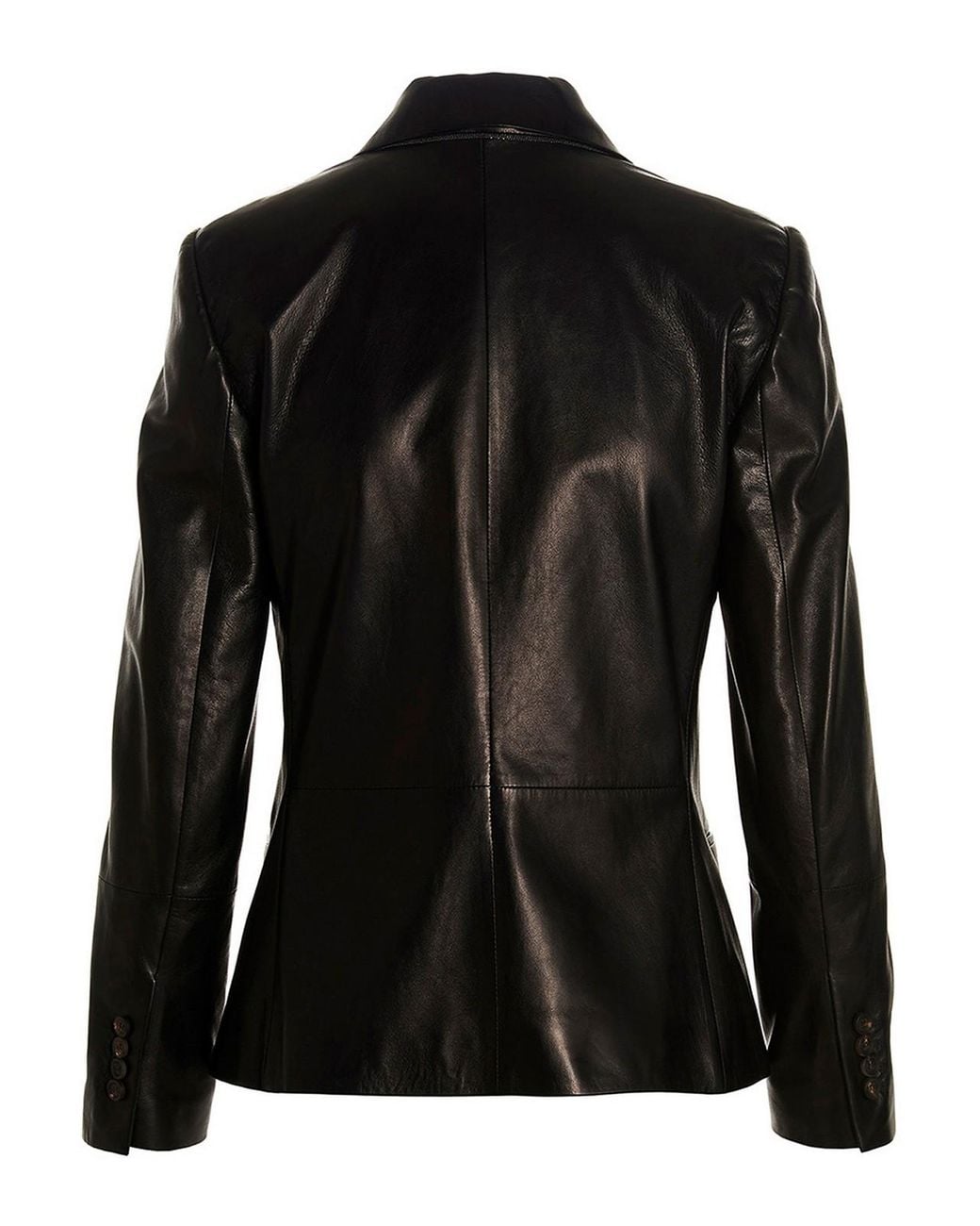 Brunello Cucinelli Black Double-breasted Leather Blazer Jacket