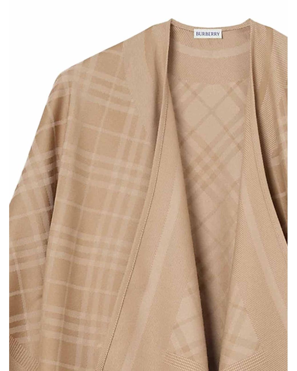 Burberry Natural Wool And Cashmere Check Cape