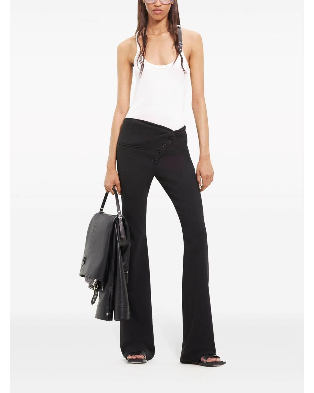 Courreges Black Twist Tailored Wool Pants