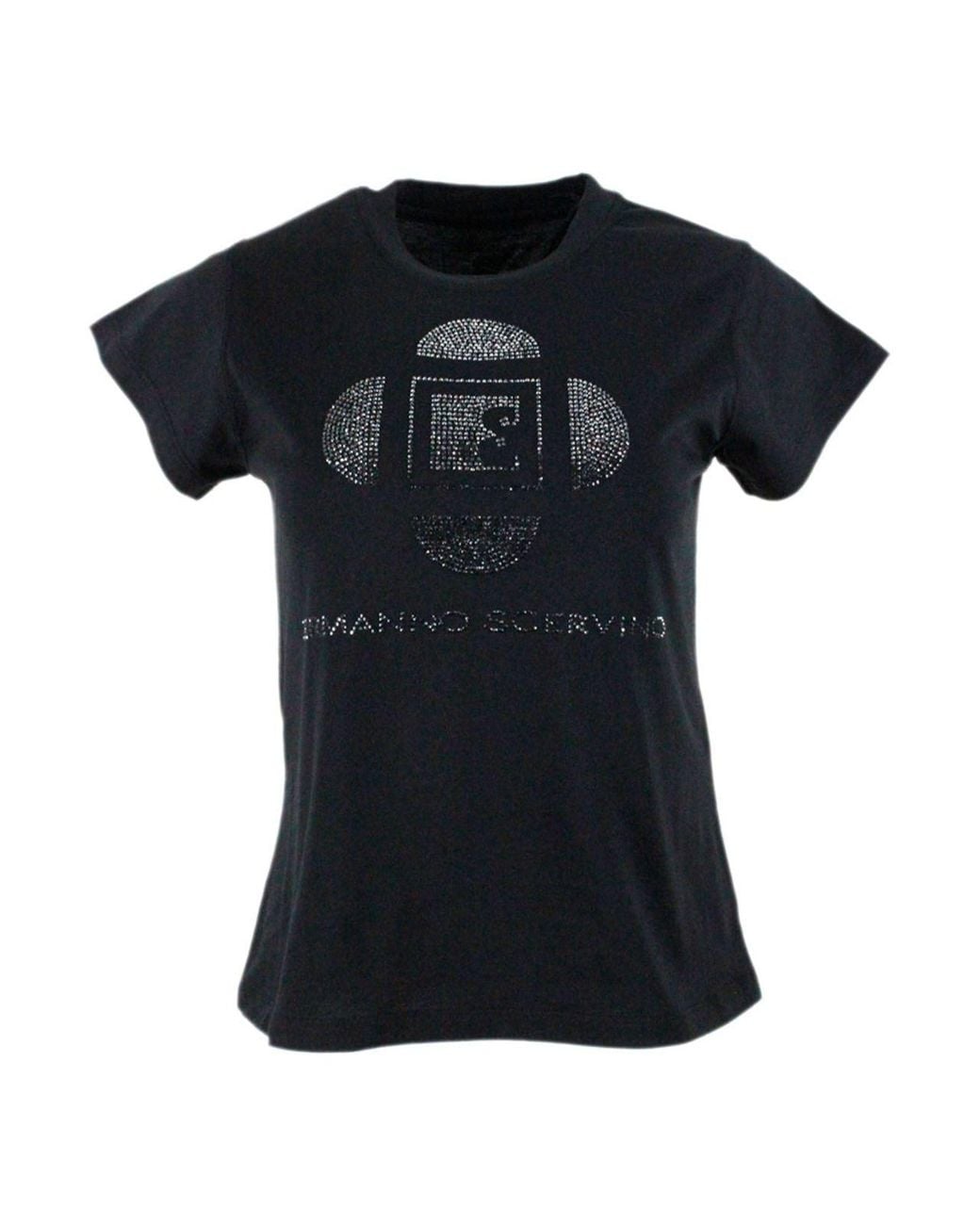 Ermanno Scervino Black Rhinestones T-Shirt