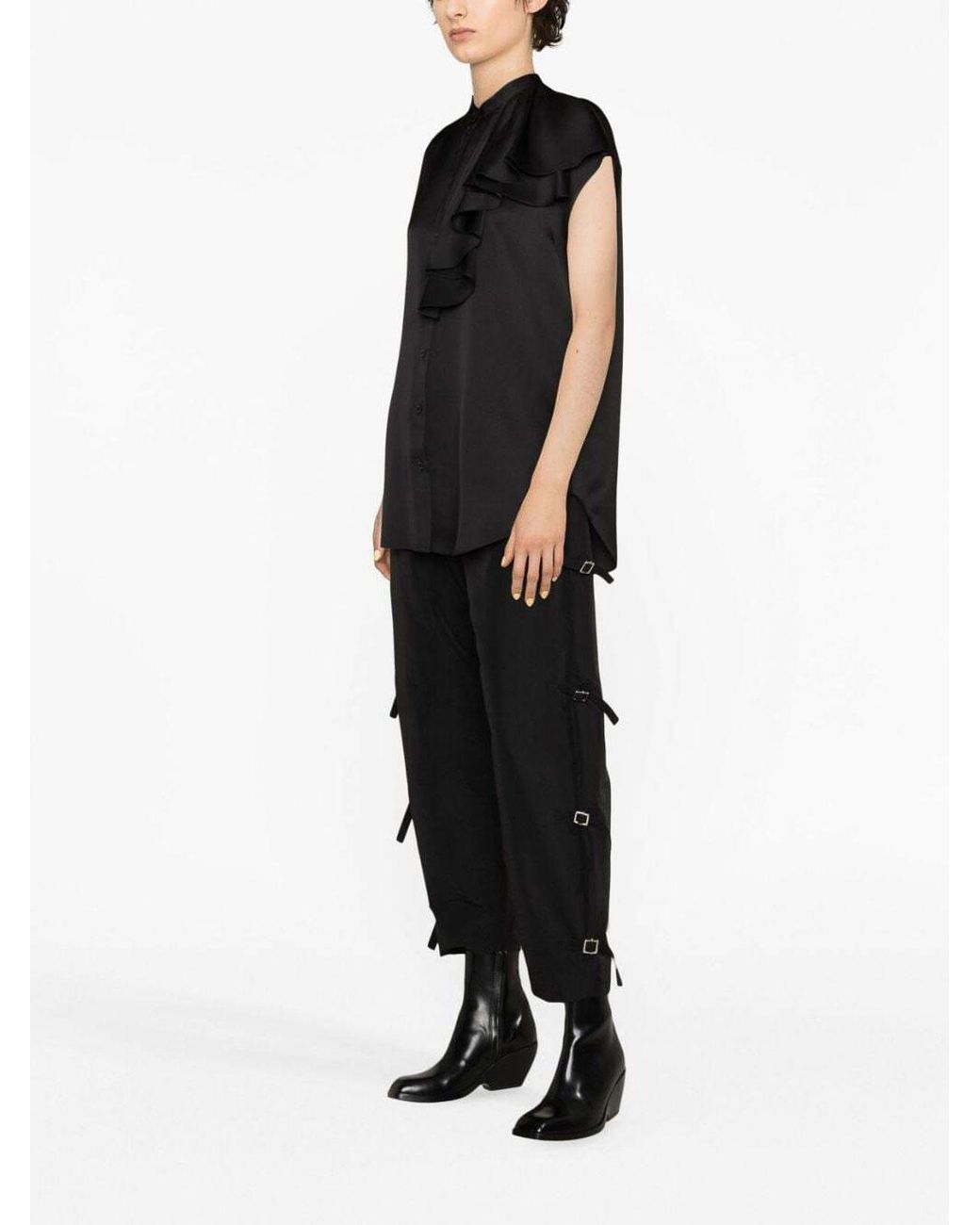 McQueen Black Fluid Double Satin Shirt