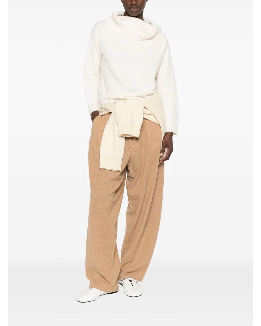DARKPARK Natural Phebe Cashmere Wool Wide-Leg Pants
