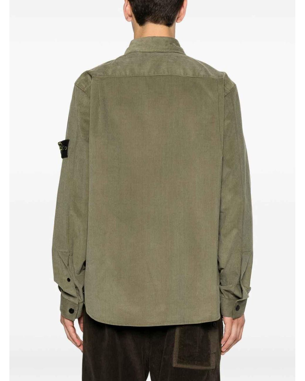 Stone Island Green Corduroy Shirt for men
