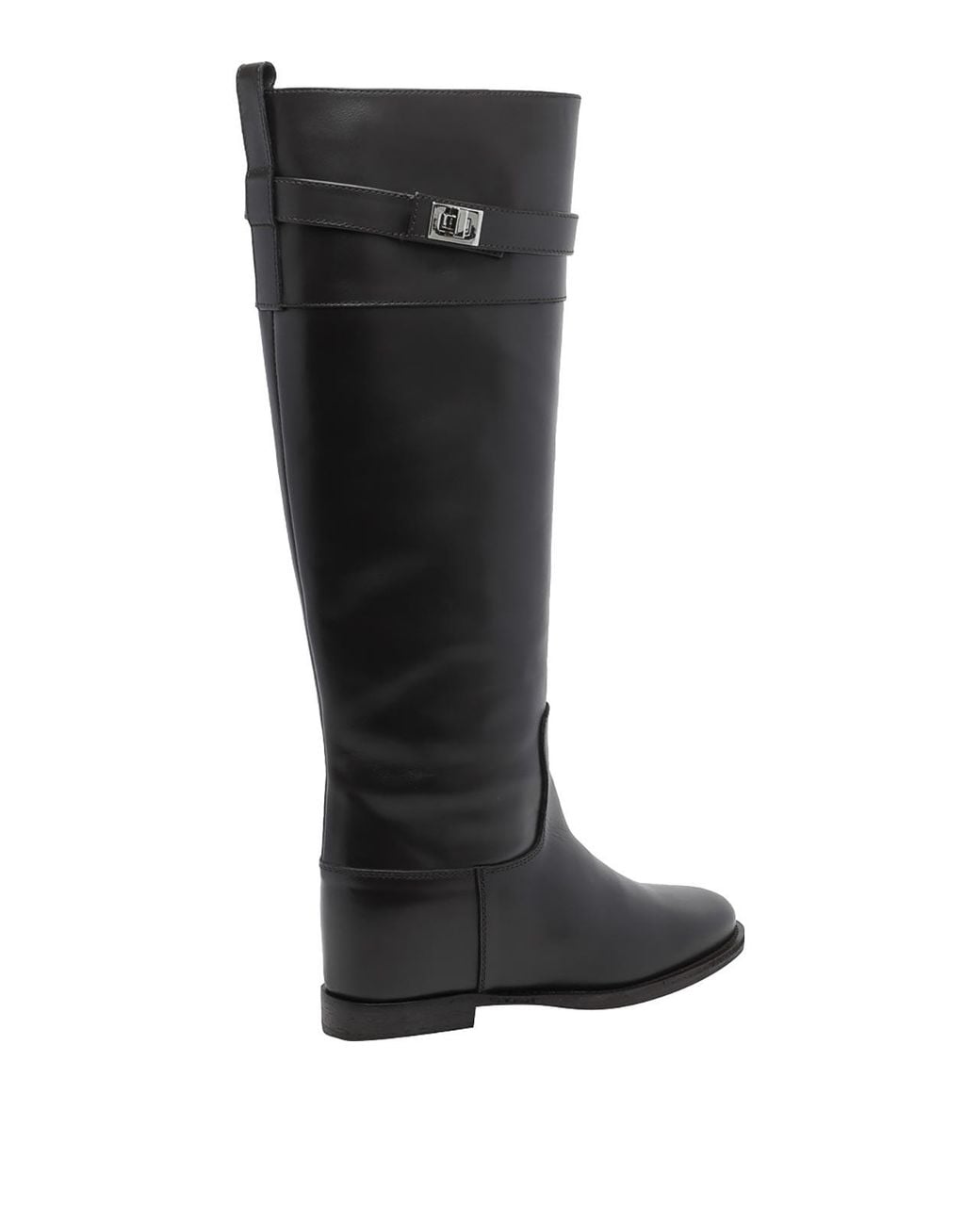 Via Roma 15 Black Padlock Leather Boots