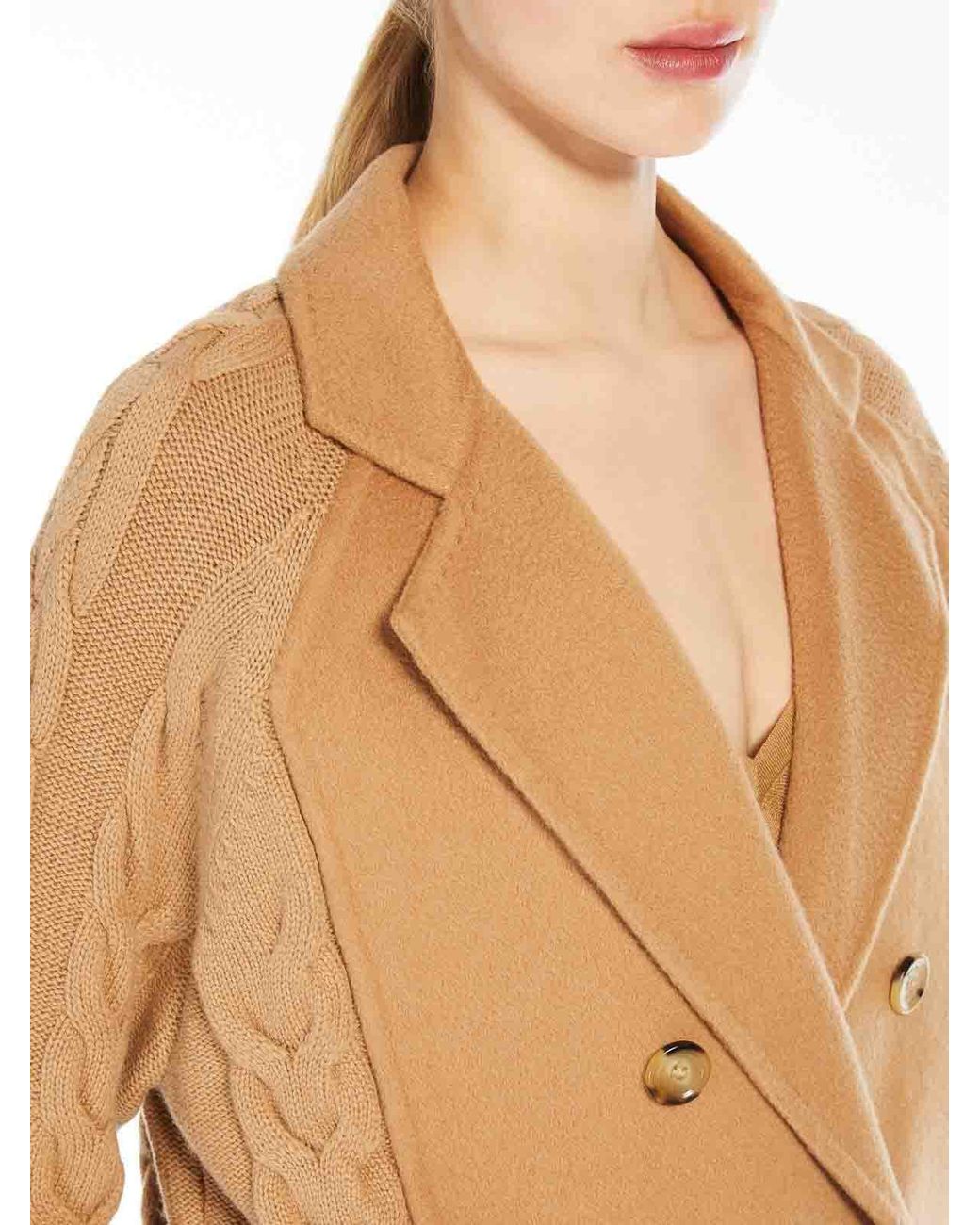 Max Mara Brown Micio Wool And Cashmere Pea Coat