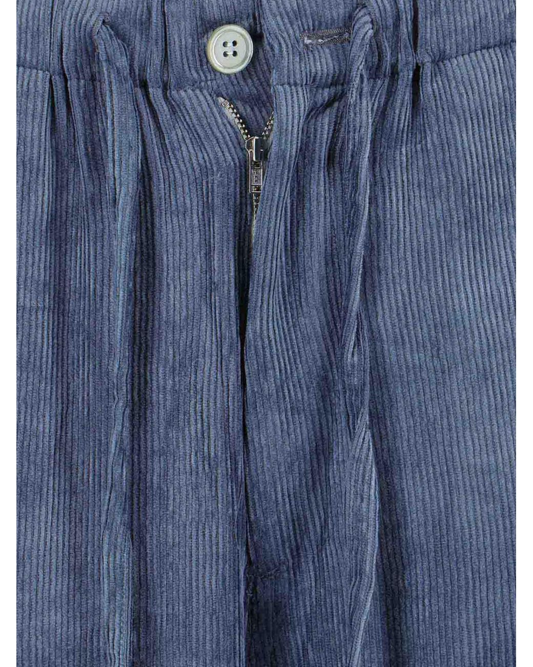 MYTHINKS Blue Ribbed Trousers