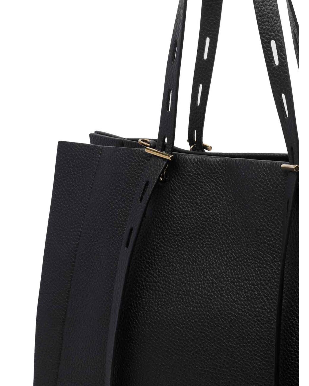 MINOBOSSI Black Leather Paula Tote Bag