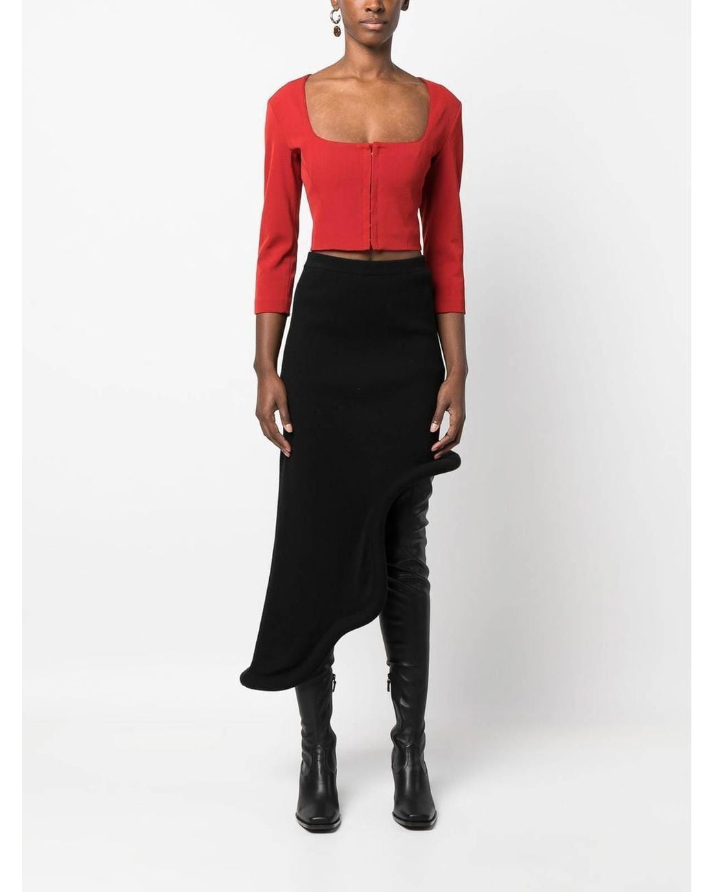 Acne Red Cropped Blouse