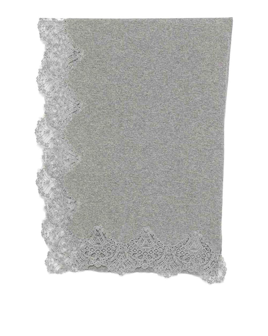 Ermanno Scervino Gray Pure Cashmere Scarf With Lace