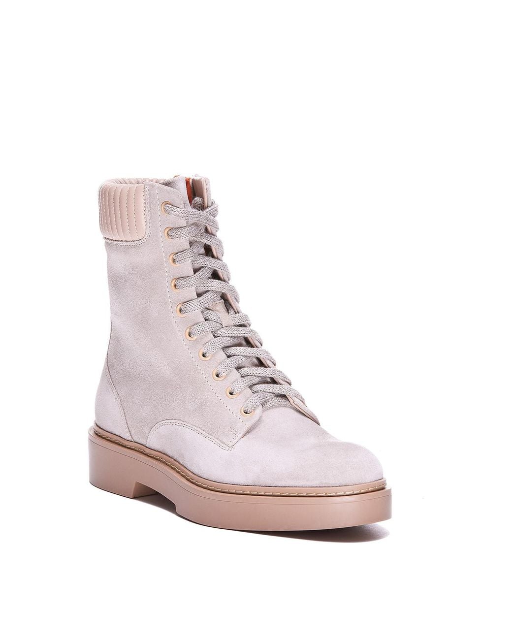 Santoni Pink Lace-Up Booties