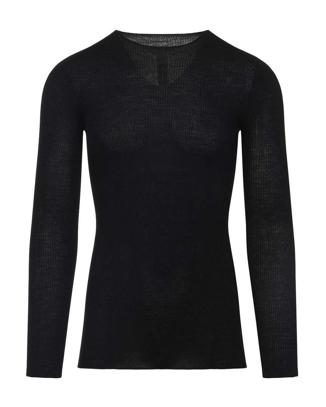 Rick Owens Black Wool Ribbed Round Neck Pullover for men