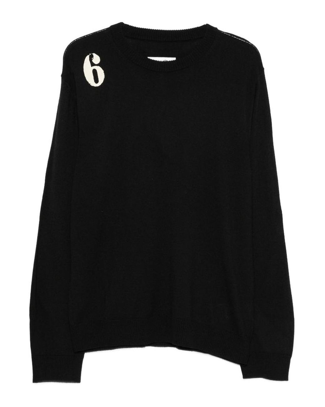 MM6 by Maison Margiela Black Lightweight Wool Crew Neck Sweater for men