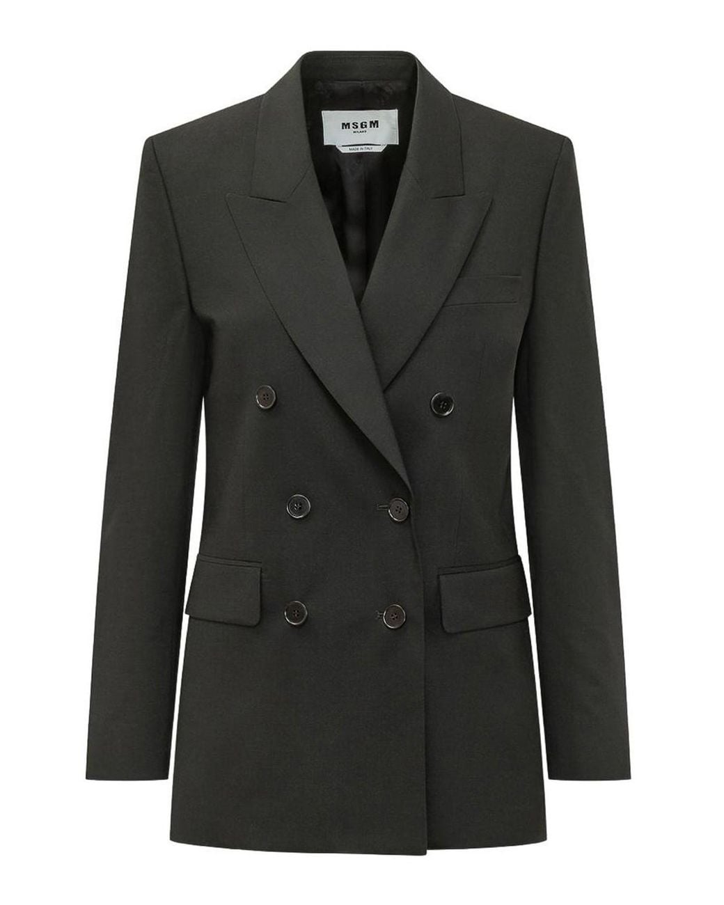 MSGM Black Dark Double-Breasted Blazer With Pockets