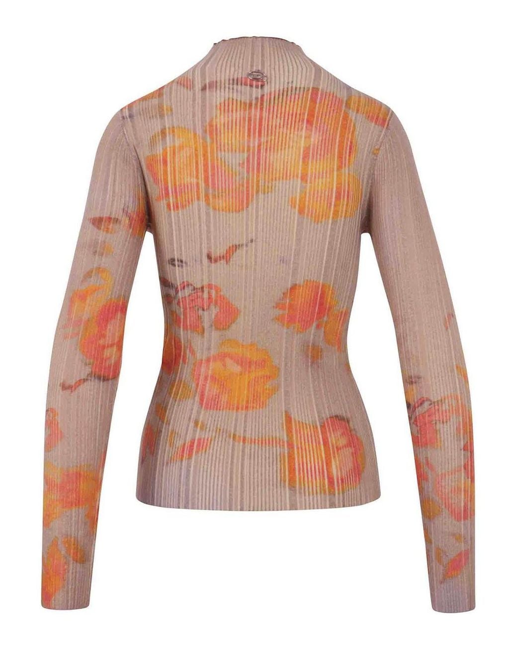 DIESEL White Floral Print Ribbed Turtleneck