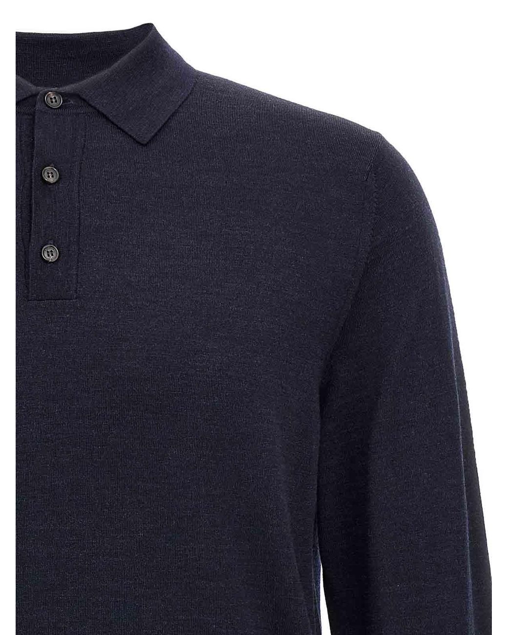 Zanone Blue Virgin Wool Polo Shirt for men