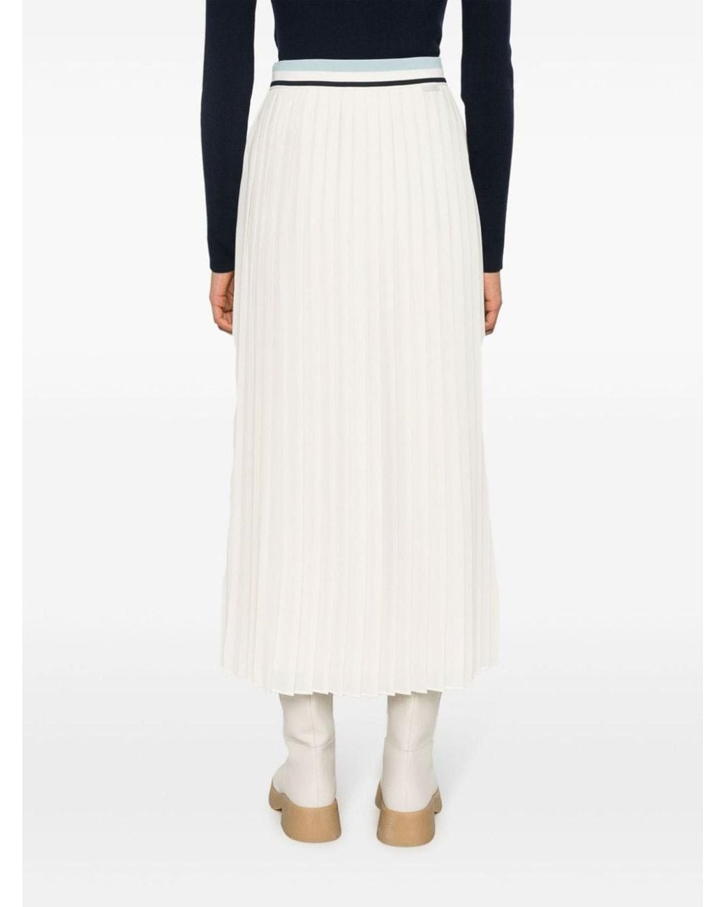 Moncler White Pleated Maxi Skirt