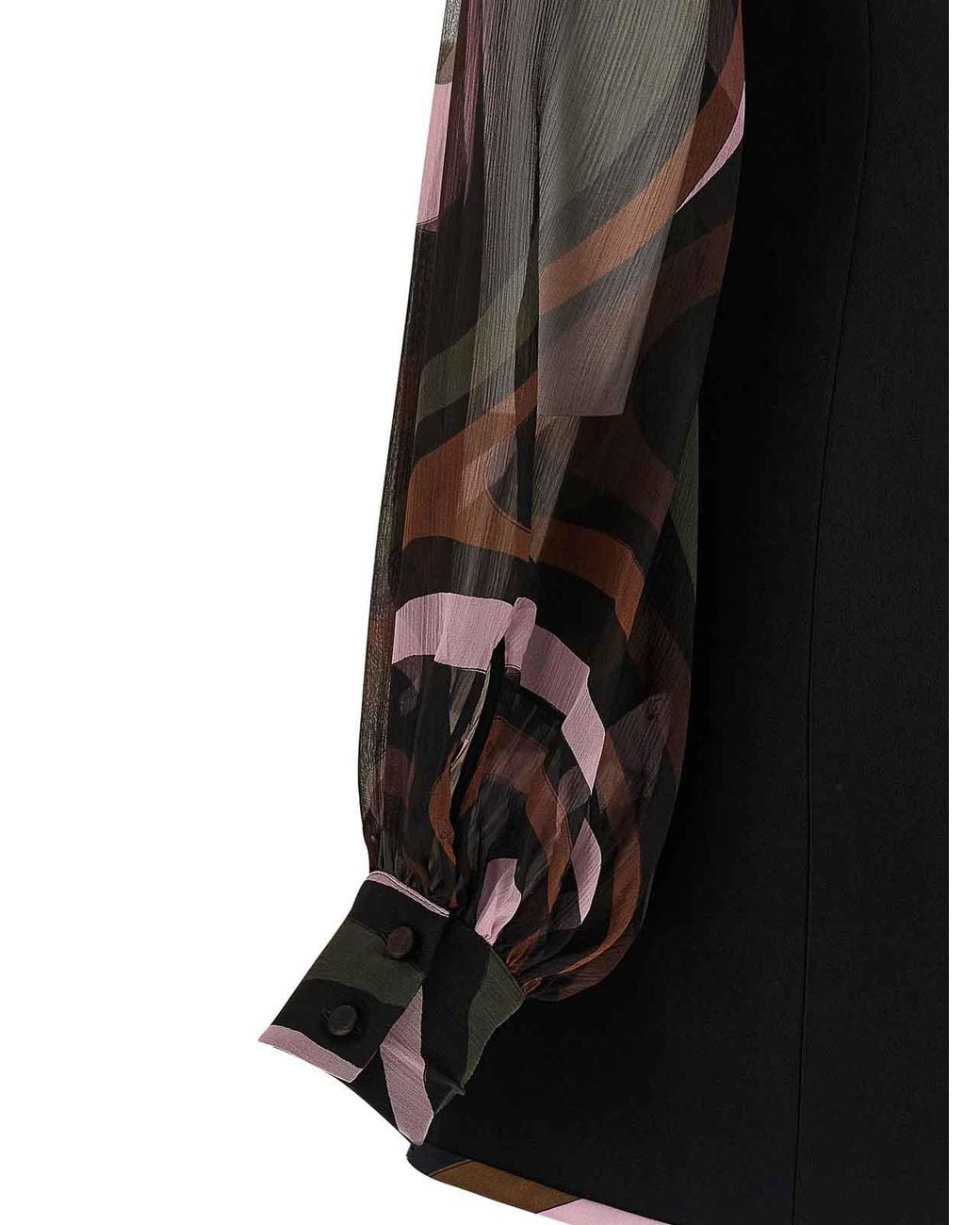 Emilio Pucci Black Marmo Print Cady Dress