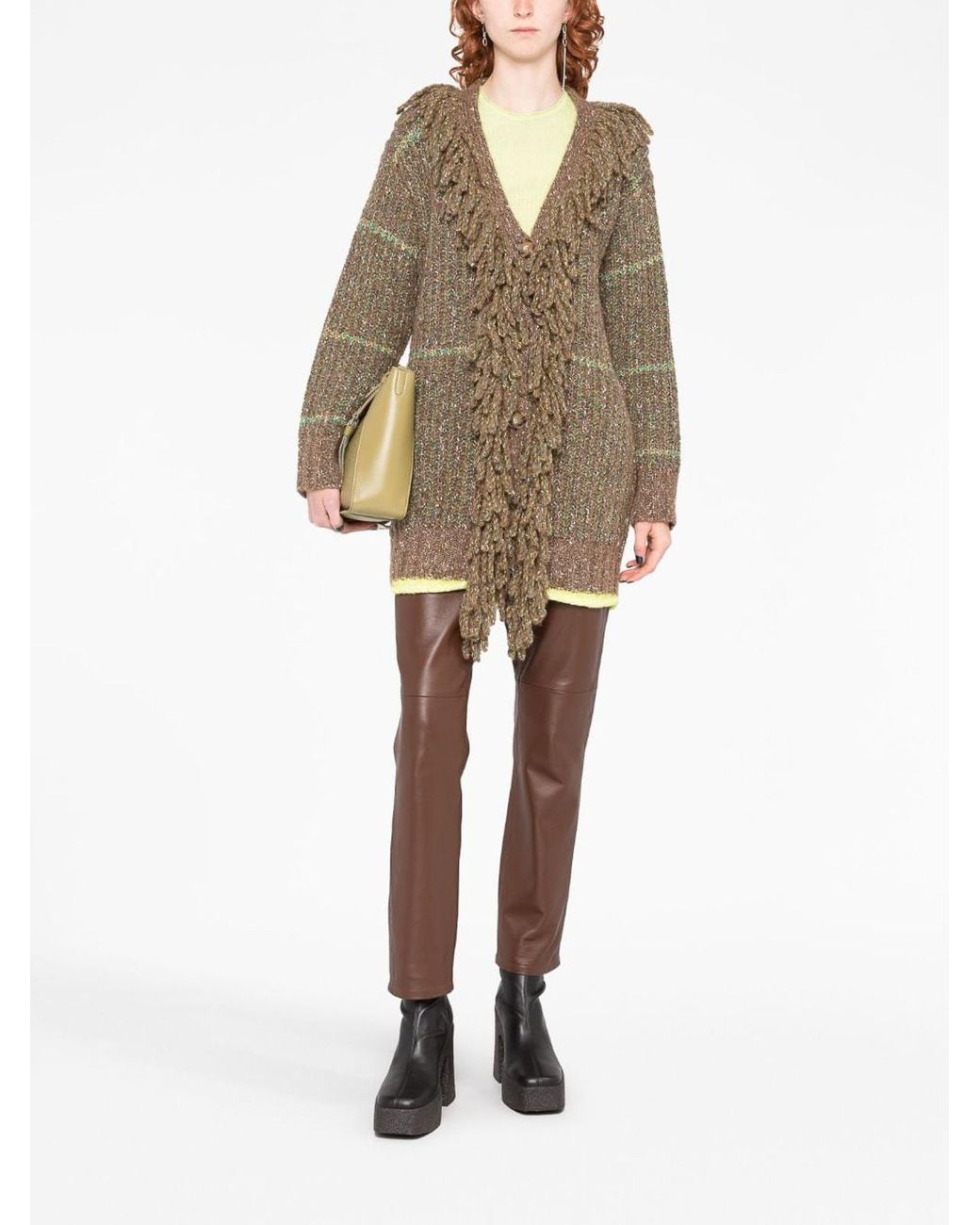 Stella McCartney Natural Cable-Knit Tweed Cardi-Coat