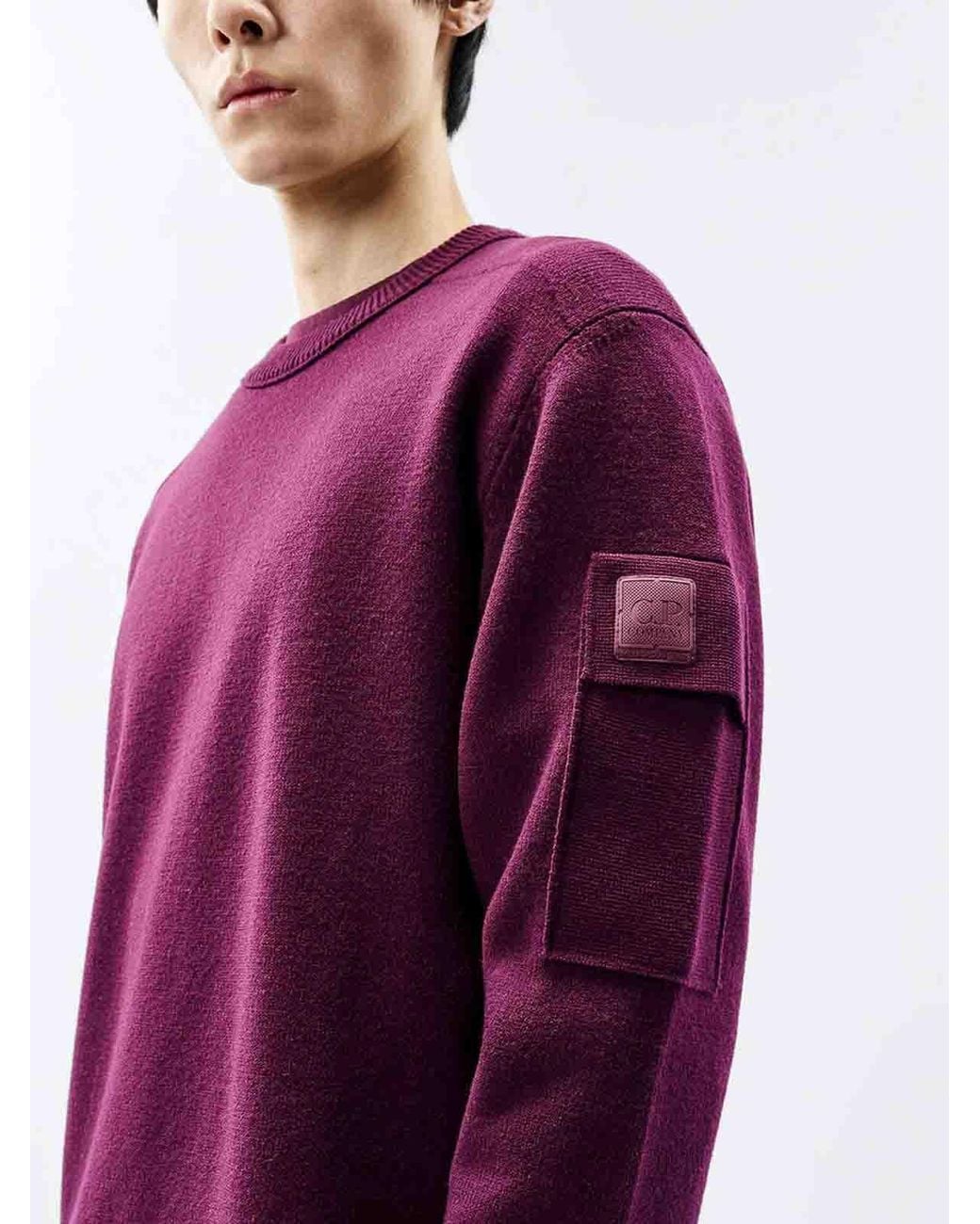 C P Company Purple Metropolis Series Fine Wool Crewneck Jumper for men