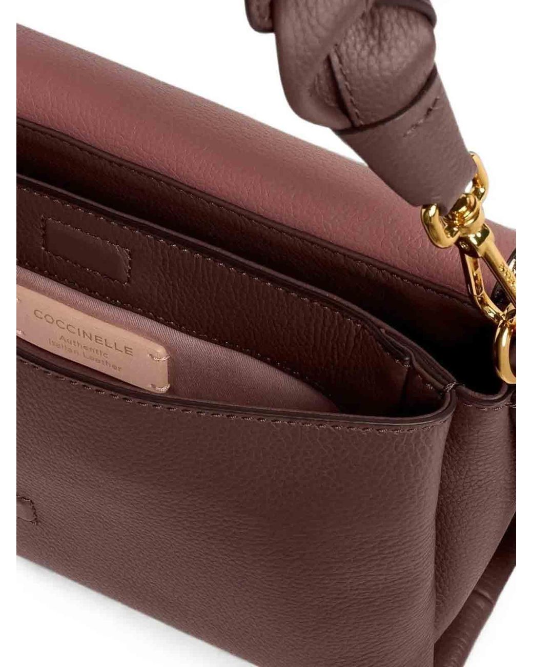 Coccinelle Brown Handbag Double Grainy Leather