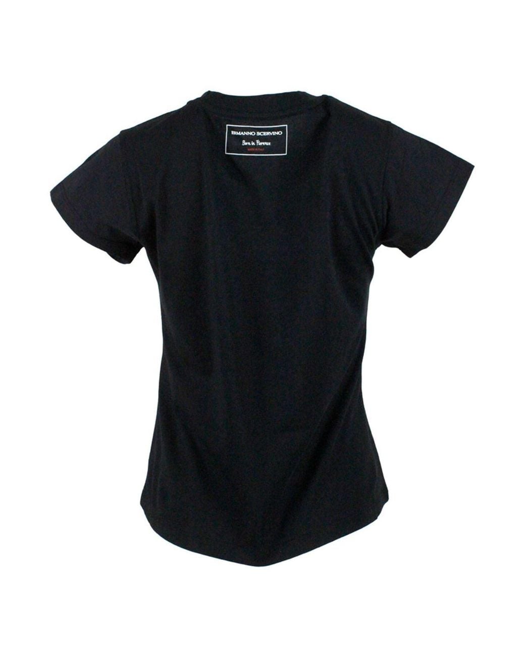 Ermanno Scervino Black Rhinestones T-Shirt