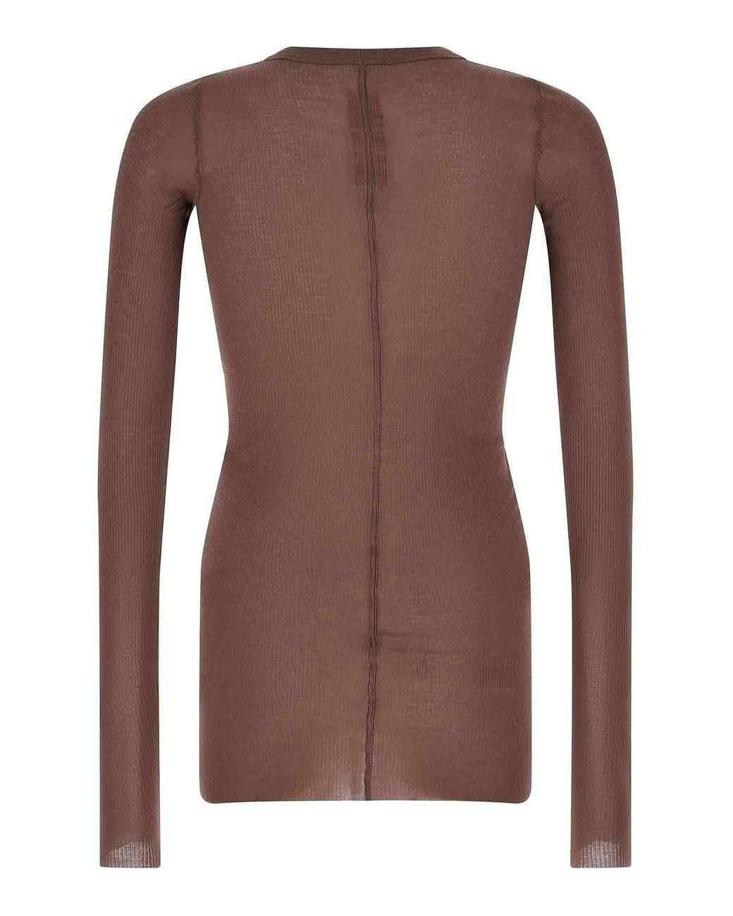 Rick Owens Brown Rib Ls T' T-Shirt for men