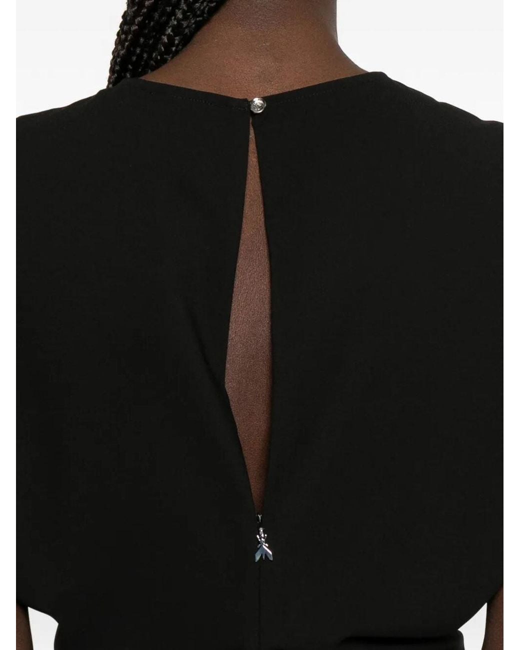 Patrizia Pepe Black Crew-Neck Midi Dress