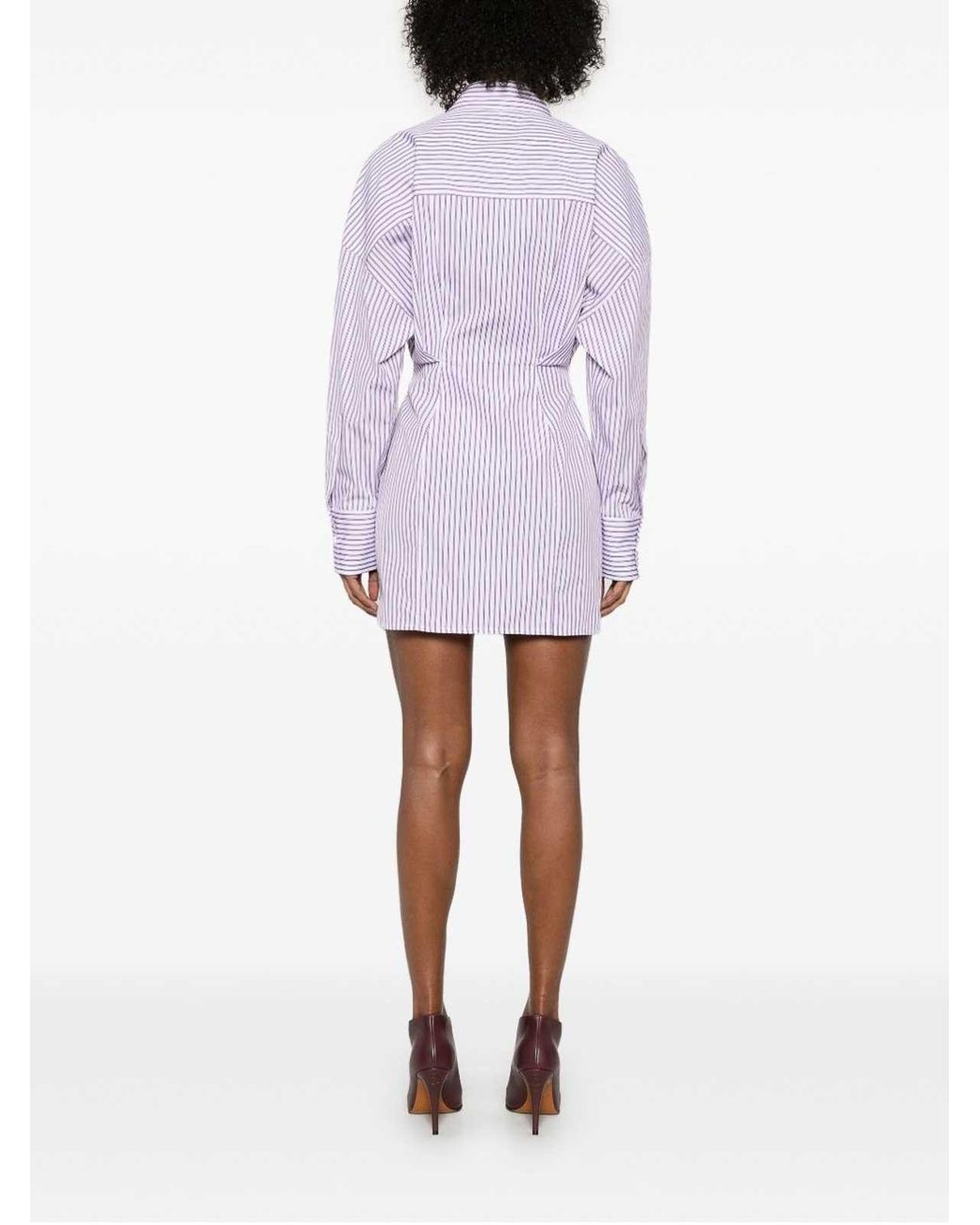 The Attico Purple Mini Dress Striped Cotton