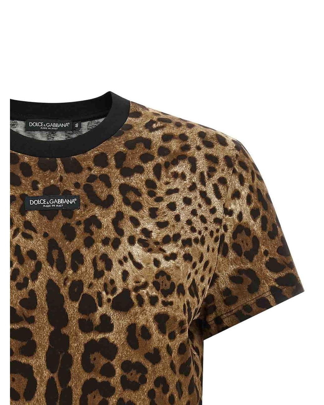 Dolce & Gabbana Brown Leo Cropped T-Shirt