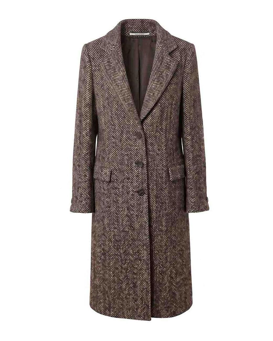 Tagliatore Brown "Amanda" Chevron Wool Coat