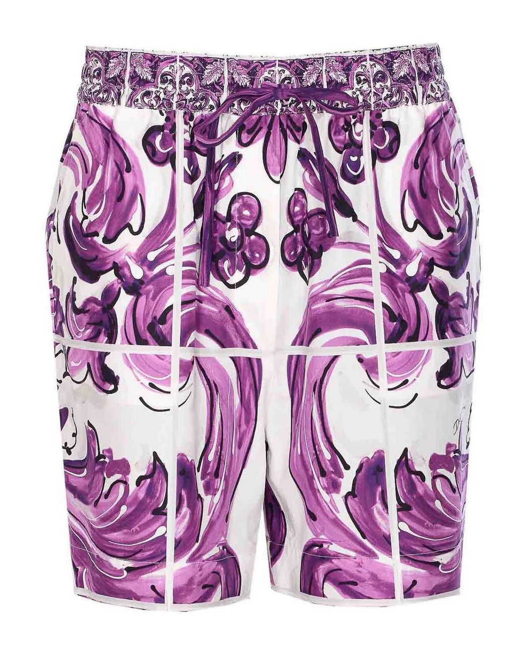 Dolce & Gabbana Purple Maiolica Print Shorts