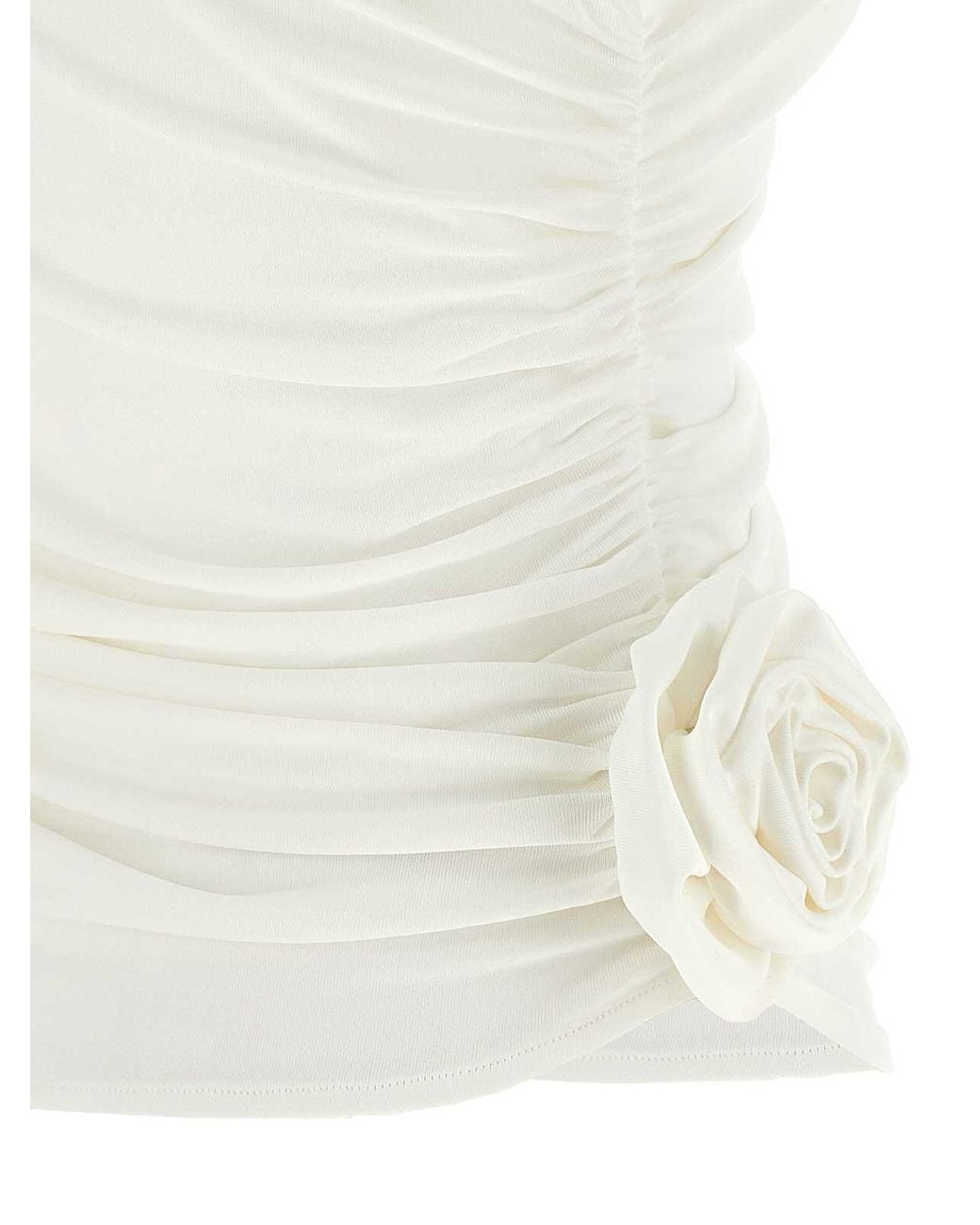 Magda Butrym White One-Shoulder Top With 3D Floral Applications