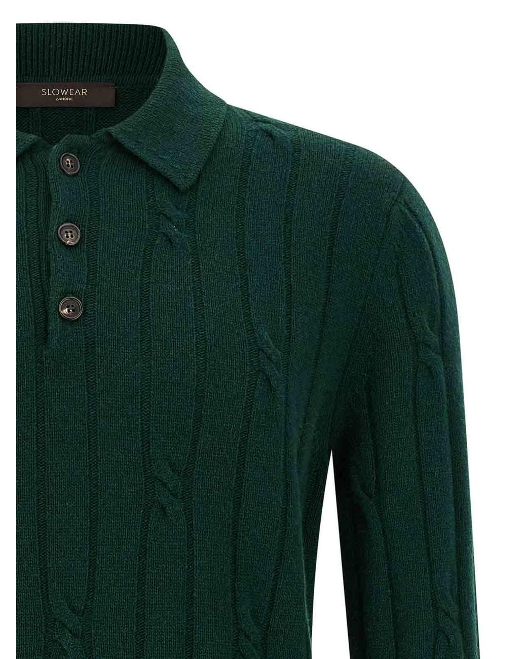 Zanone Green Braided Wool Polo Shirt for men