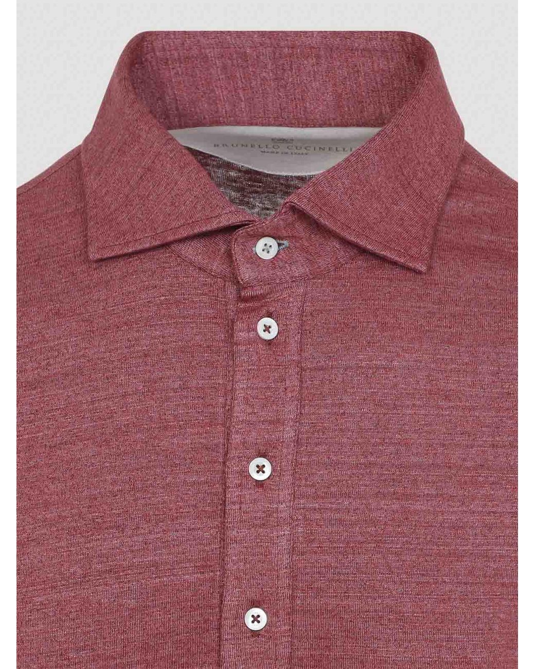 Brunello Cucinelli Red Long Sleeves Polo for men