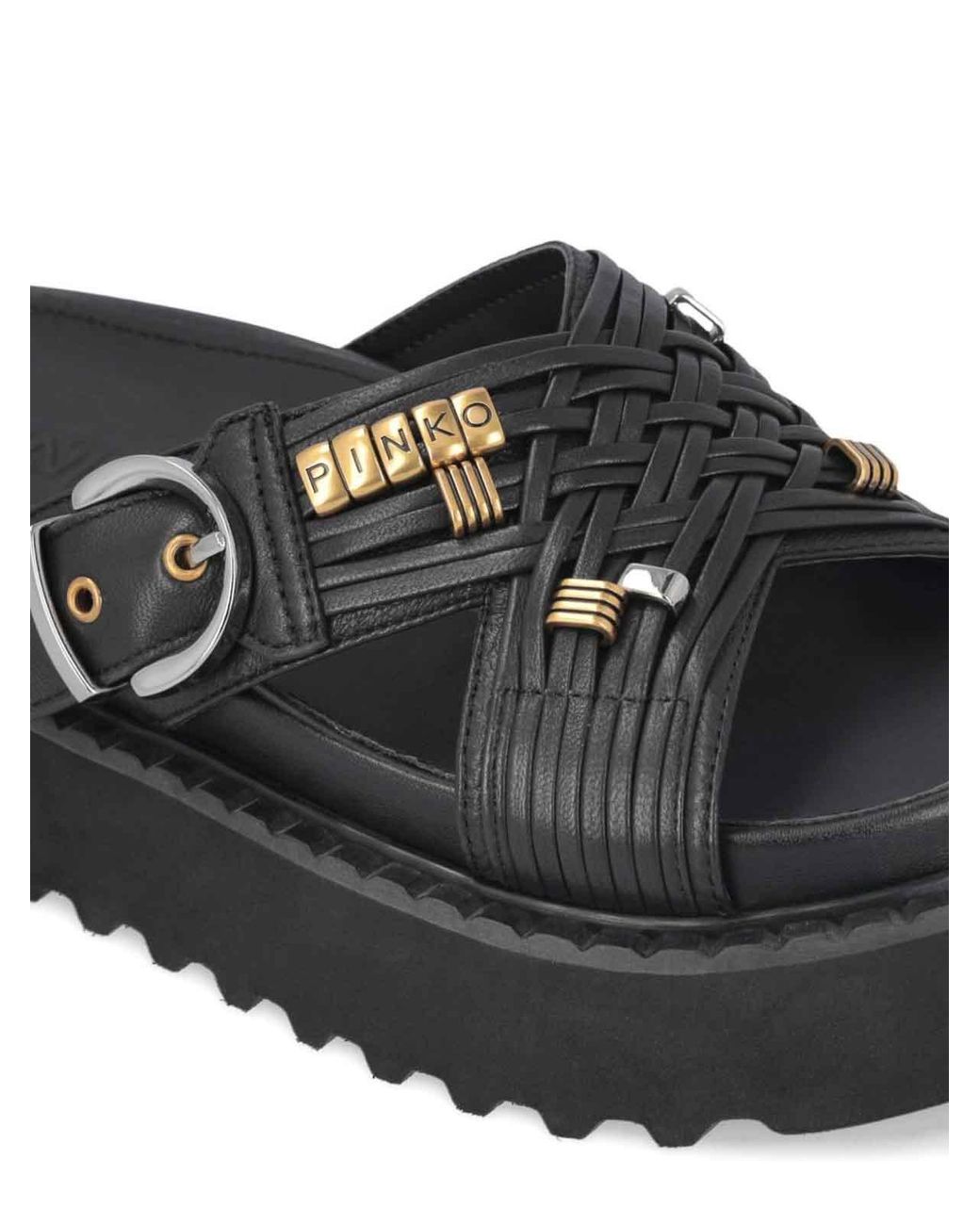 Pinko Black 'Kate' Leather Slippers