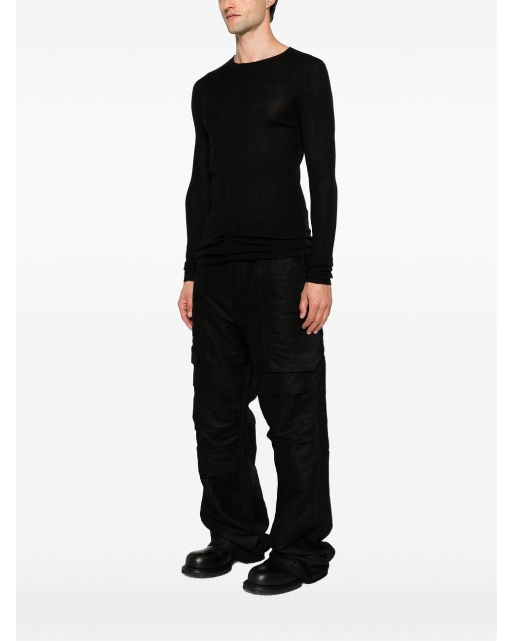 Rick Owens Black Crew-Neck Sweater for men