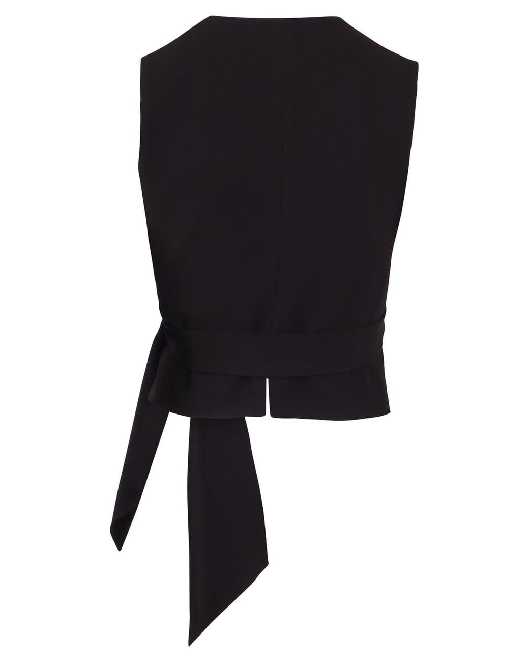 Max Mara Black Crop Vest With Side-Tied Sash