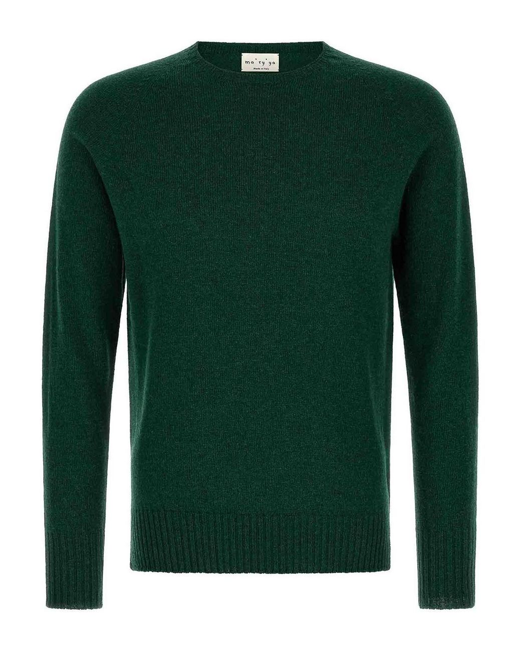 Ma'ry'ya Green Crew-Neck Sweater With Slits for men