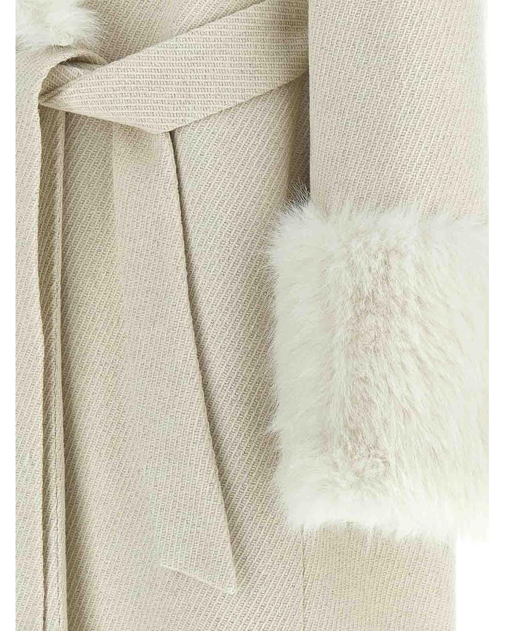 Twinset White Lam Thread Coat