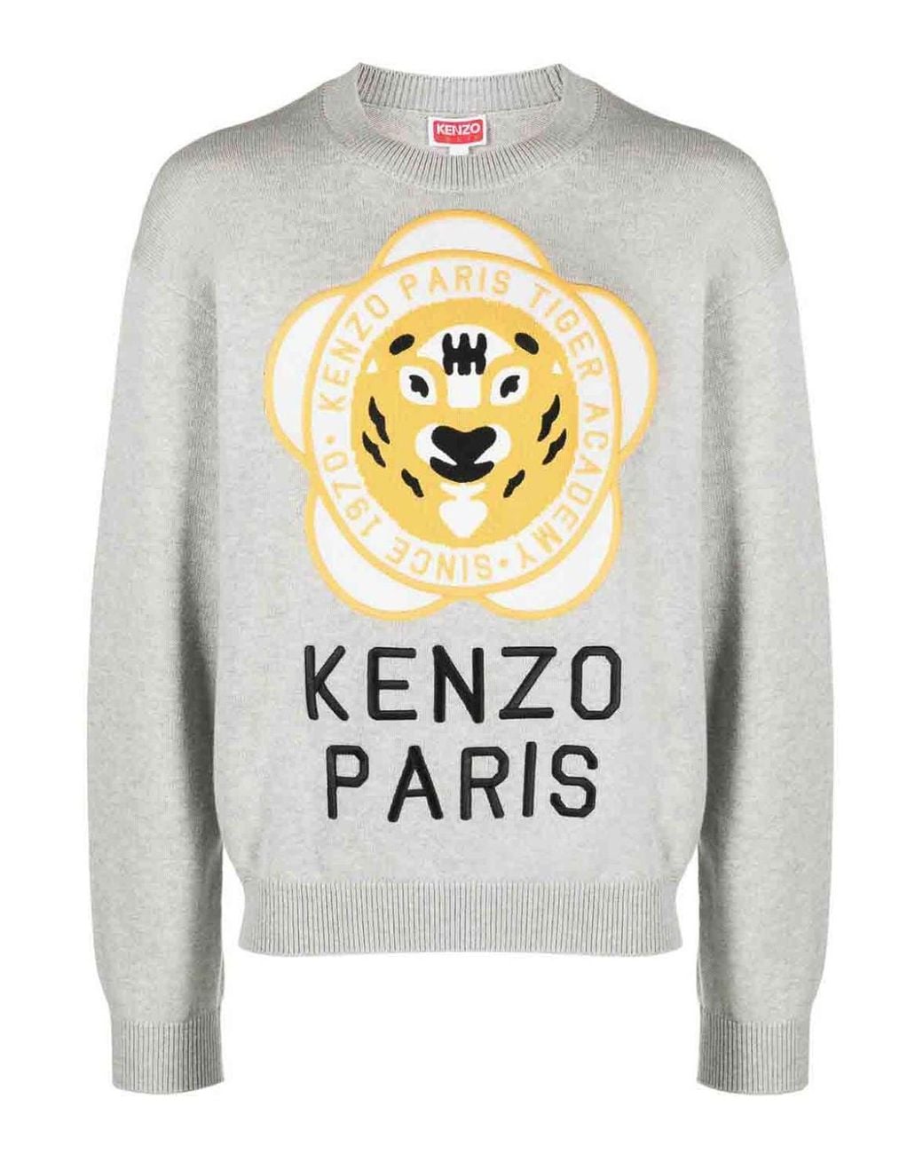 KENZO Gray Tiger Academy Wool Blend Jumper for men