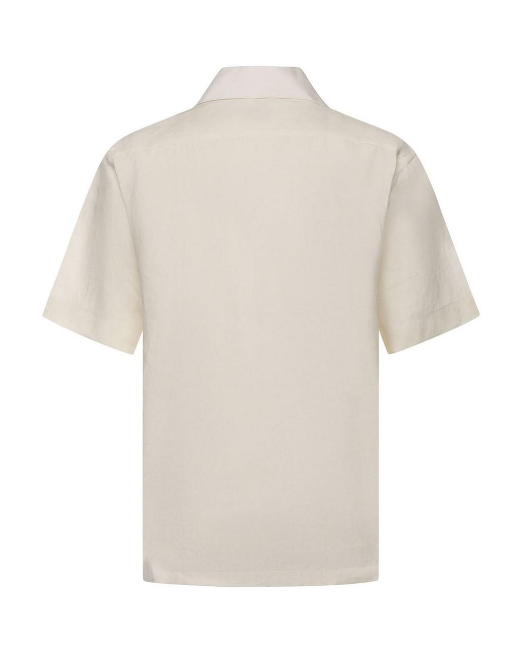 Eleventy White Linen Bowling Shirt for men