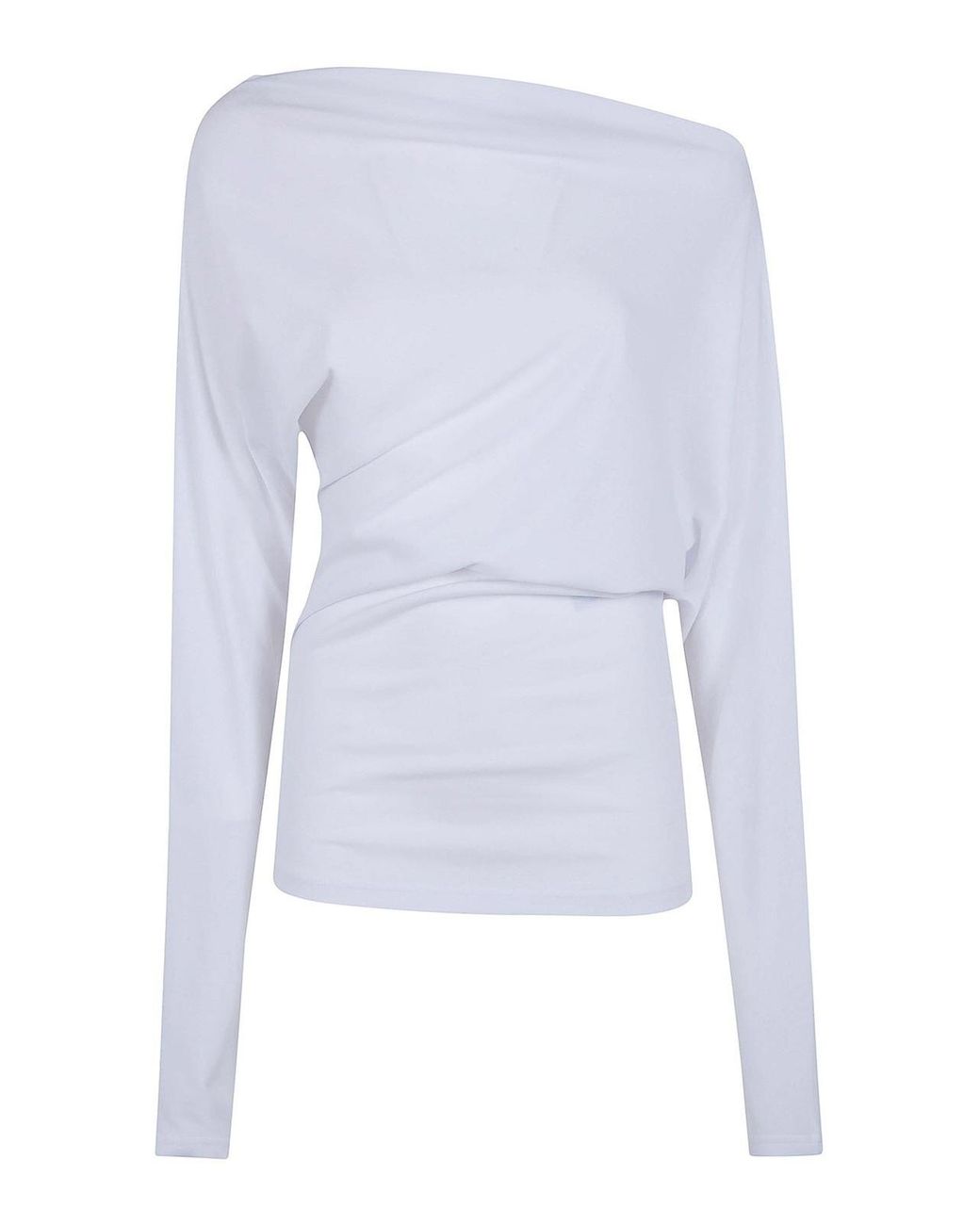 Ann Demeulemeester White Roos Bias Cut Drop Shoulder Top