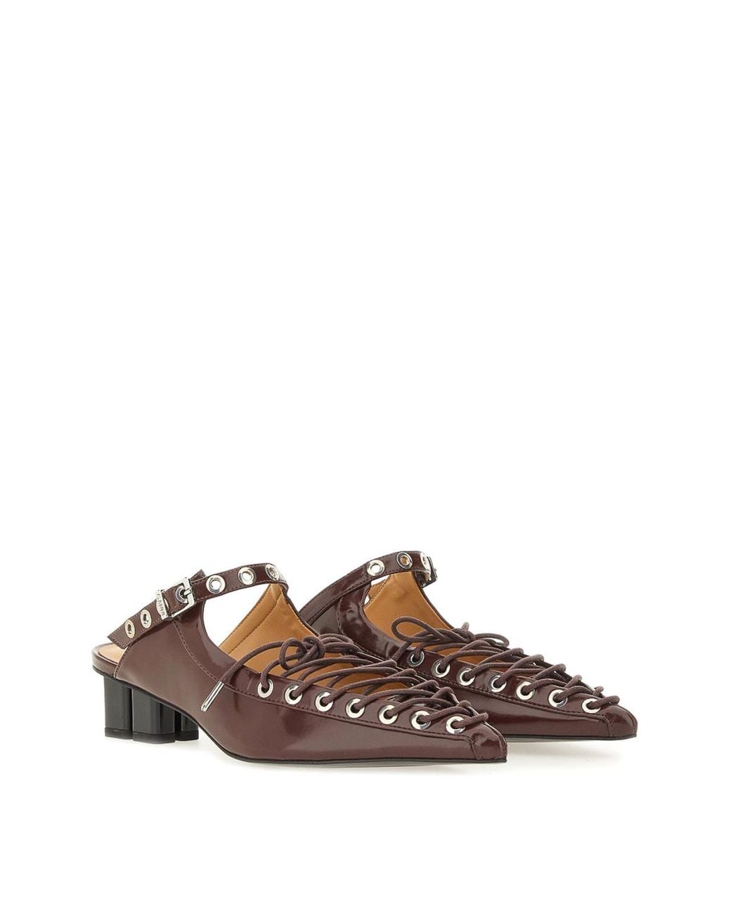 Ganni Brown Mule Lace-Up
