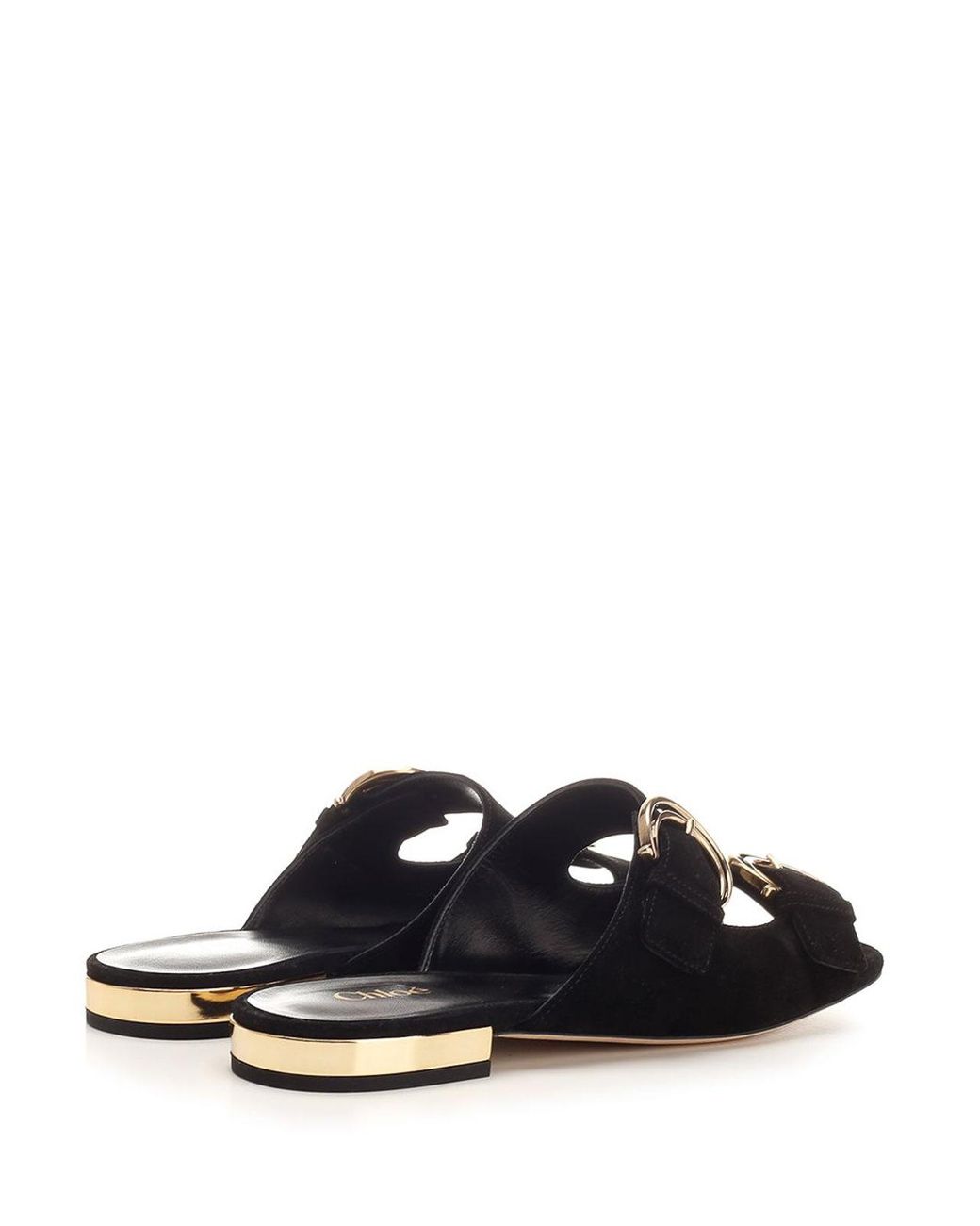 Chloé White Alize Flat Double C Buckle Sleepers
