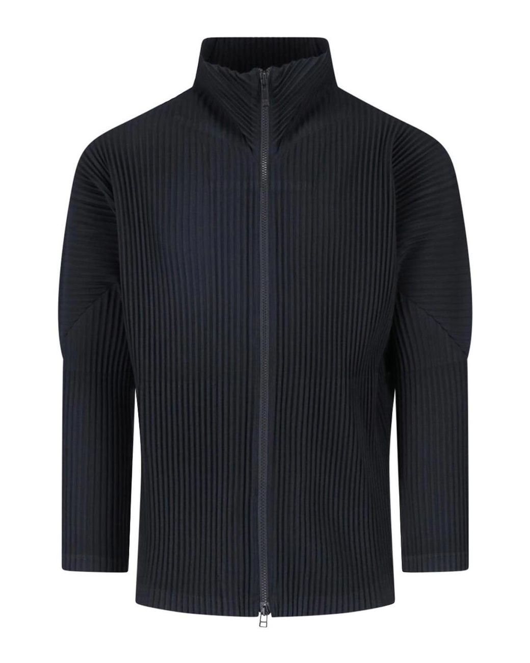 Homme Plissé Issey Miyake Blue Pleated Zip Sweatshirt for men
